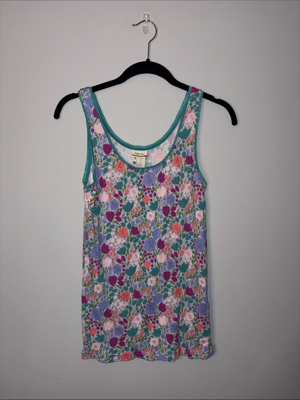 Matilda Jane Floral Tank with Teal Trim Large